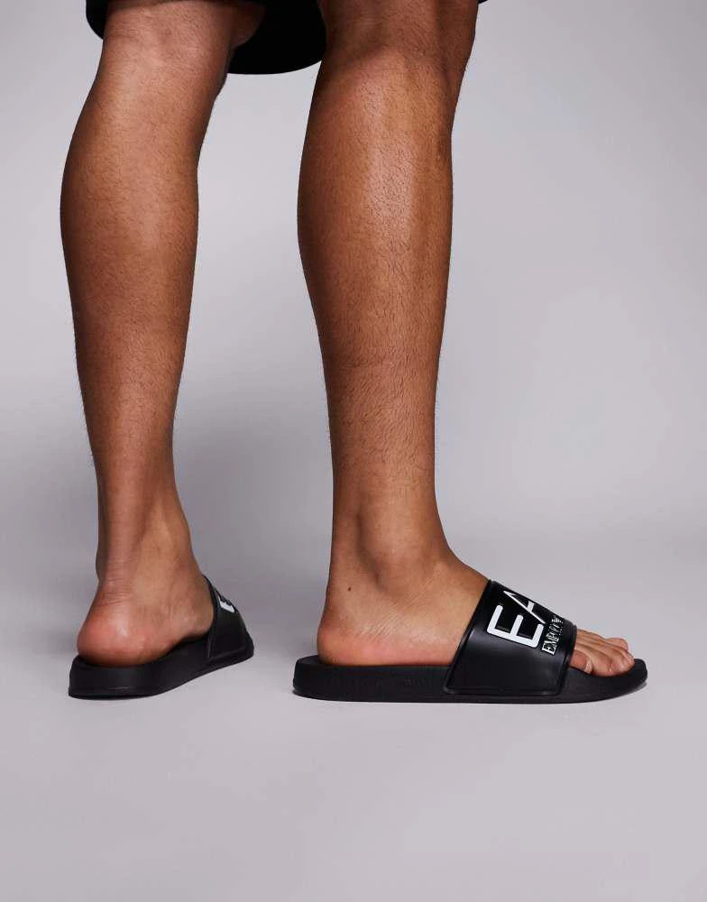 EA7 Armani EA7 logo beach slides in black 3