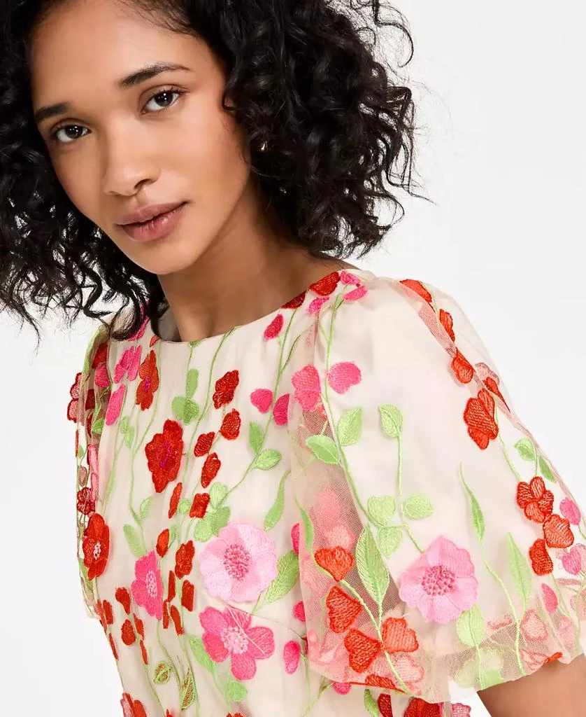 Eliza J Women's Embroidered Floral Puff-Sleeve Shift Dress 4