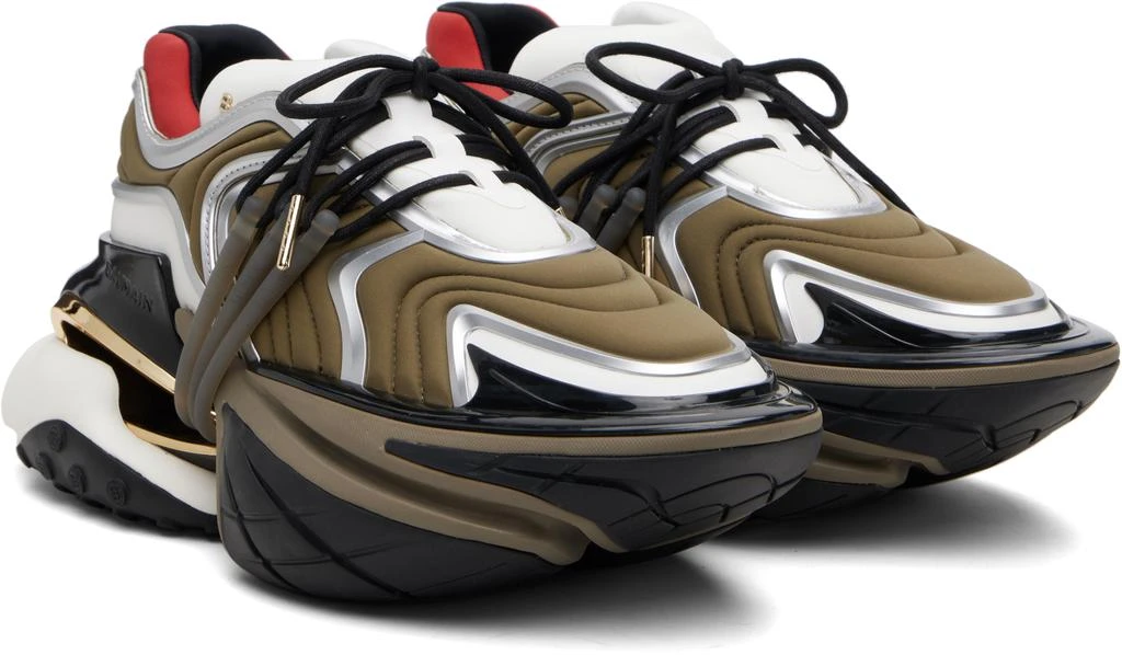 Balmain Khaki Unicorn Wave Sneakers 4