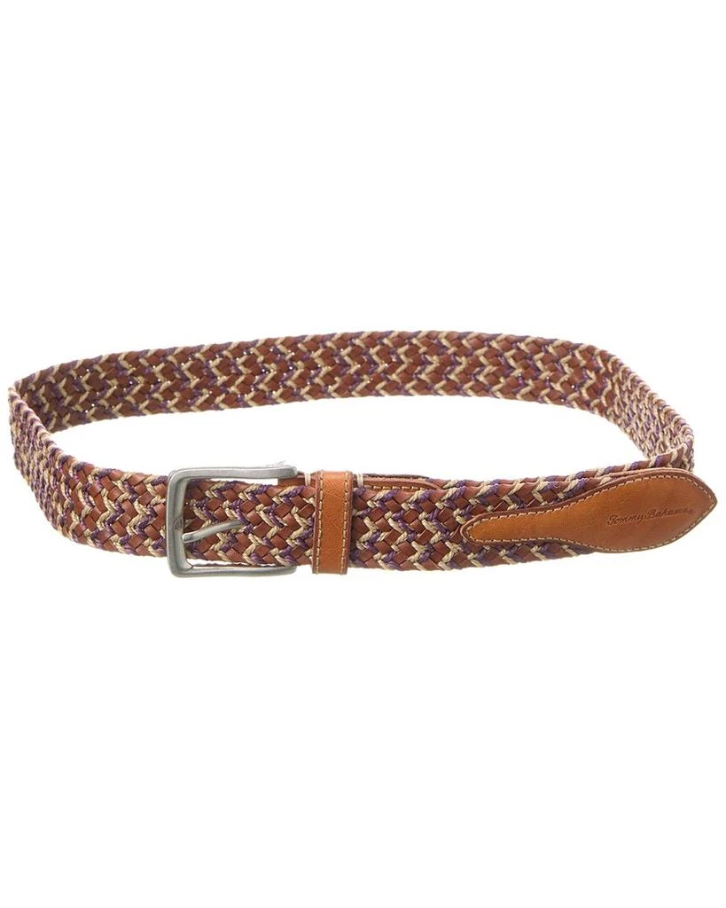 Tommy Bahama Braid Mixed Material Leather-Trim Belt 1