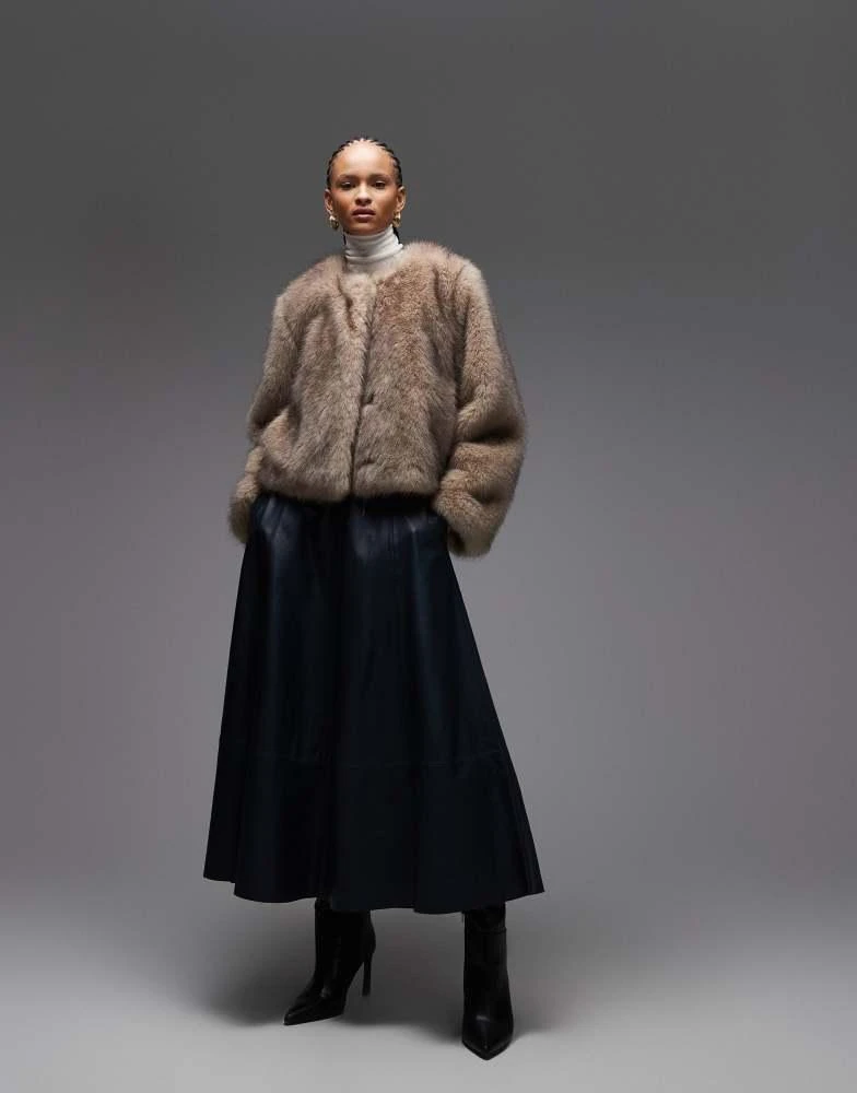 Other Stories
Other Stories cropped faux fur jacket in beige