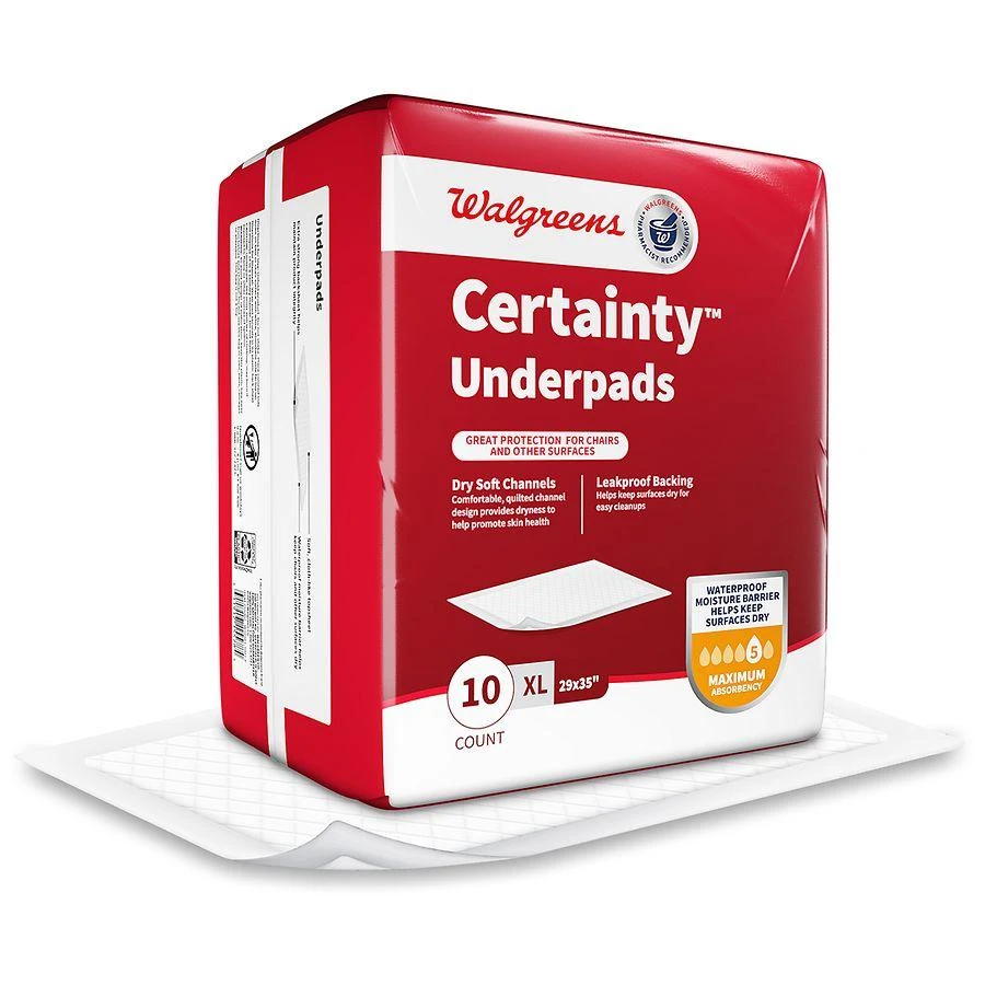 Walgreens Certainty Underpads for Incontinence, Day & Night Protection, Maximum Absorbency Extra Large 3