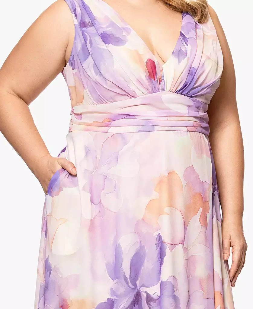Betsy & Adam Plus Size Sleeveless V-Neck Floral Dress 3