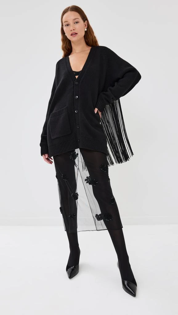 Tibi Fringed Half Cardigan Soft Sweater 4