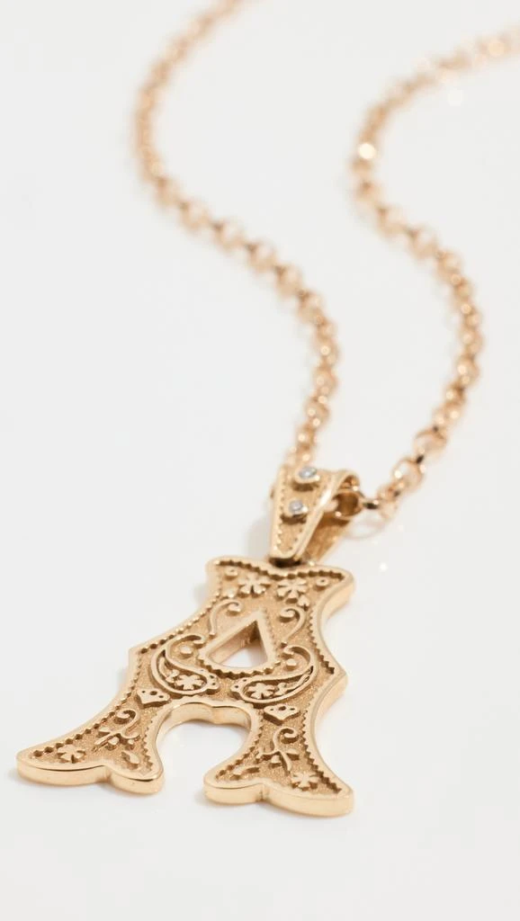Marlo Laz 14k Small Southwestern Initial Charm 1.8 Rolo Chain For Charm  A 4