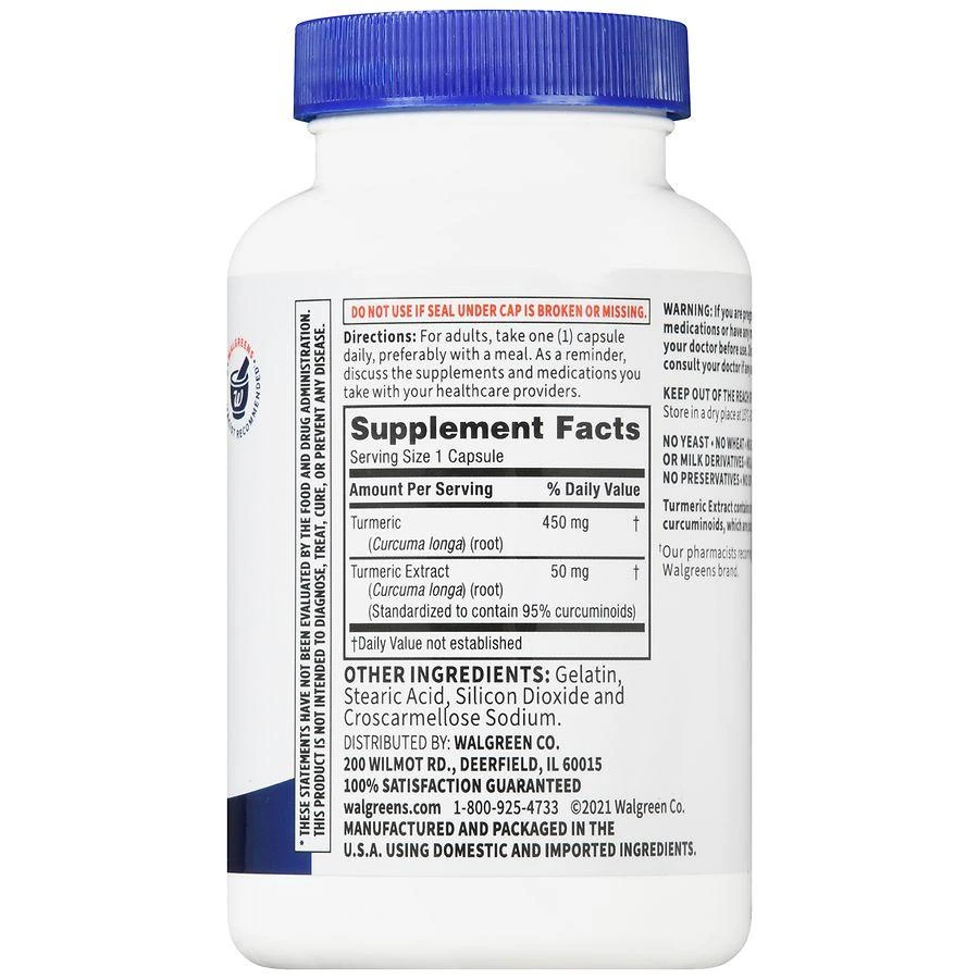 Walgreens Turmeric 500 mg per Serving Capsules (120 days) 4
