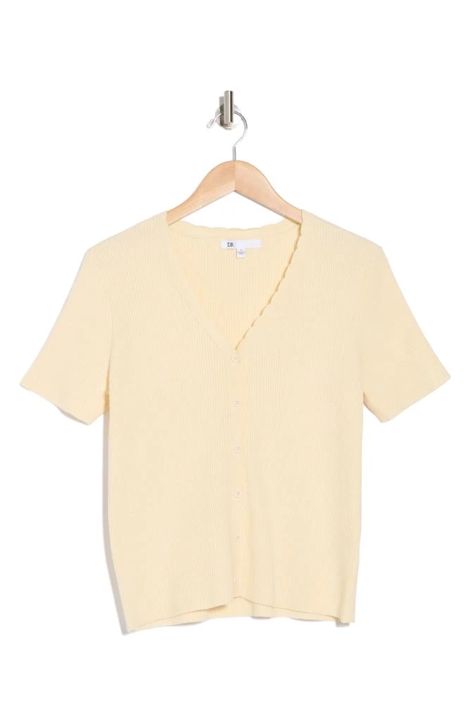 DR2 by Daniel Rainn Scalloped V-Neck Short Sleeve Ribbed Sweater 3