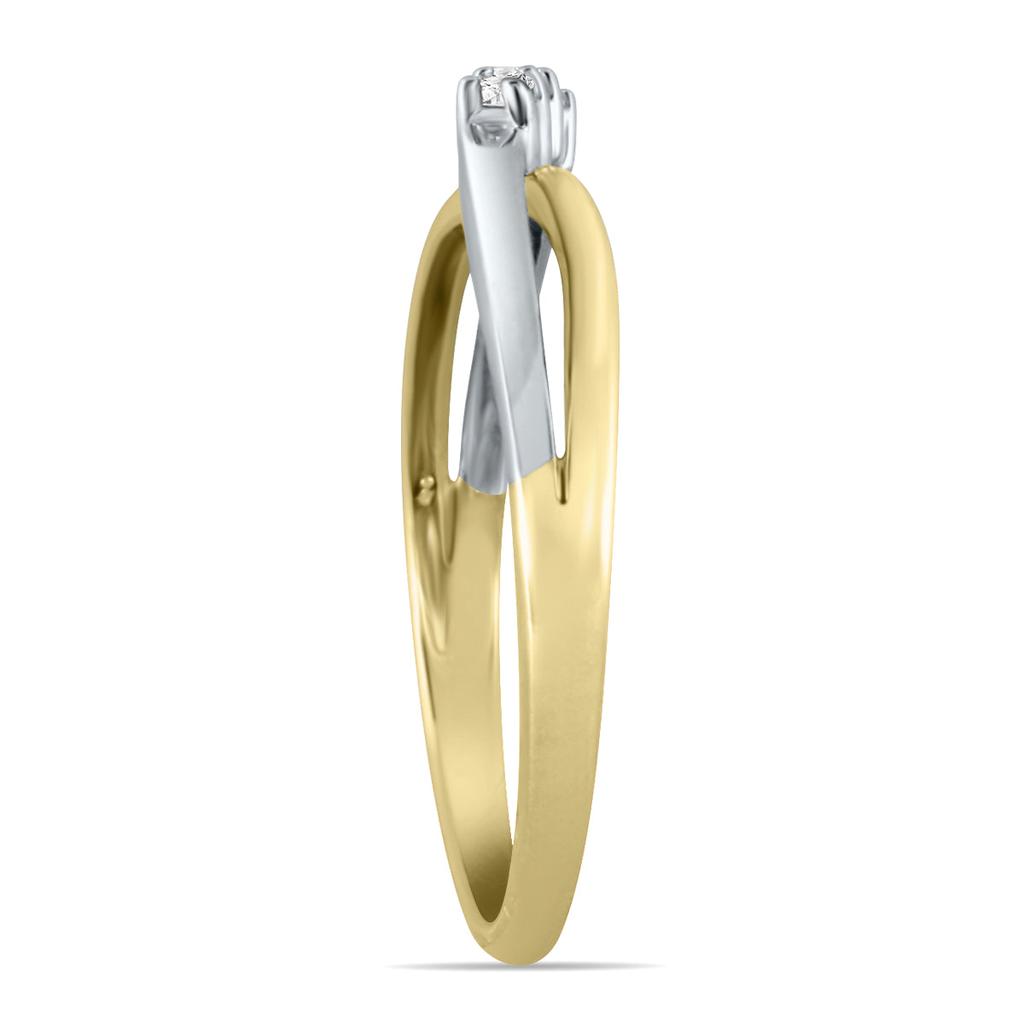 SSELECTS Three Stone Diamond Two Tone Ring In 10K White Gold