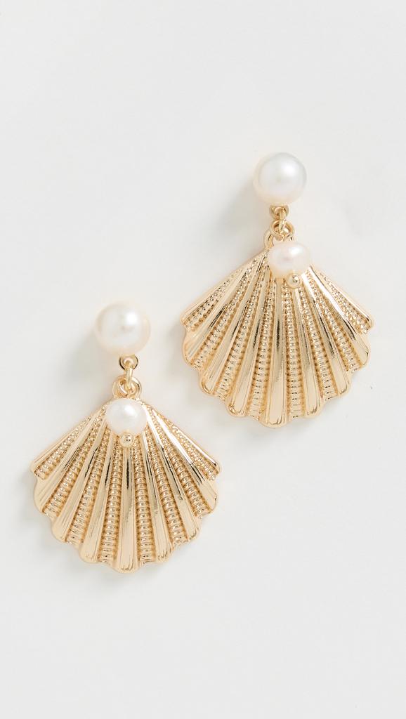Ettika Jewelry Scallop Shell and Pearl Earrings