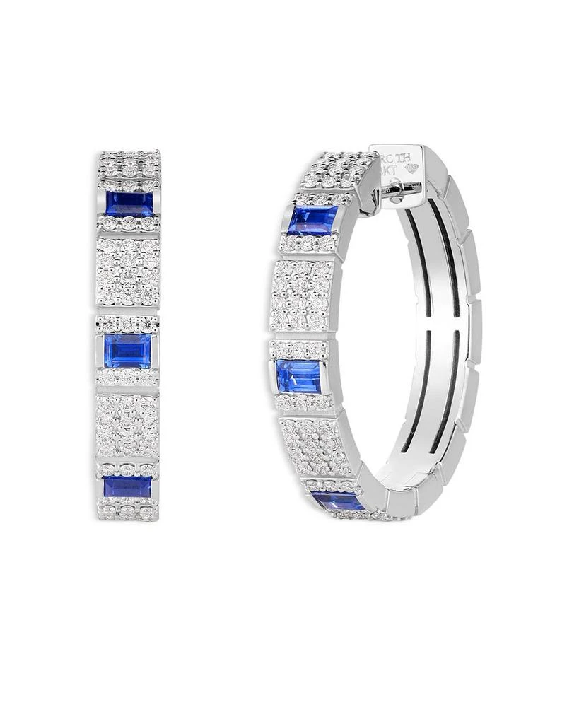 Roberto Coin 18K White Gold Obelisco Blue Sapphire 
Diamond Hoop Earrings 1