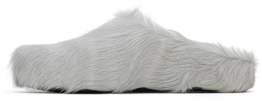 Marni Gray Long-Hair Calfskin Fussbett Sabot Loafers 3