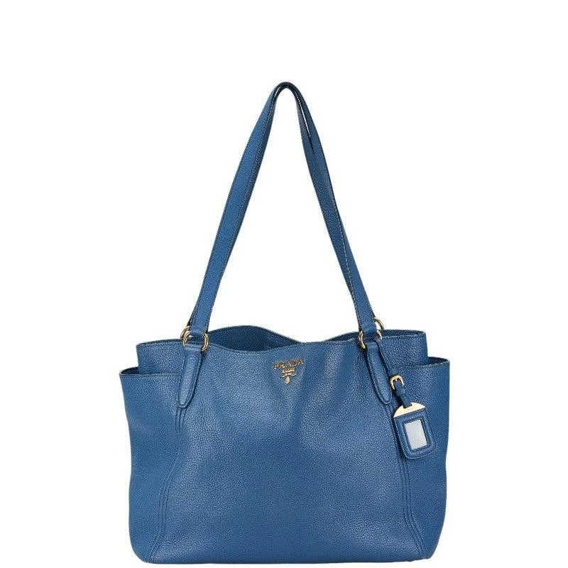 Prada Leather Tote Bag Blue 1