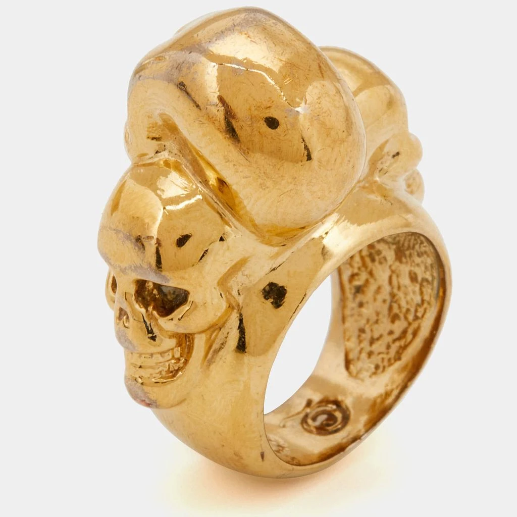Alexander McQueen McQ by Alexander McQueen Gold Tone Multi Skull Ring Size 50 1