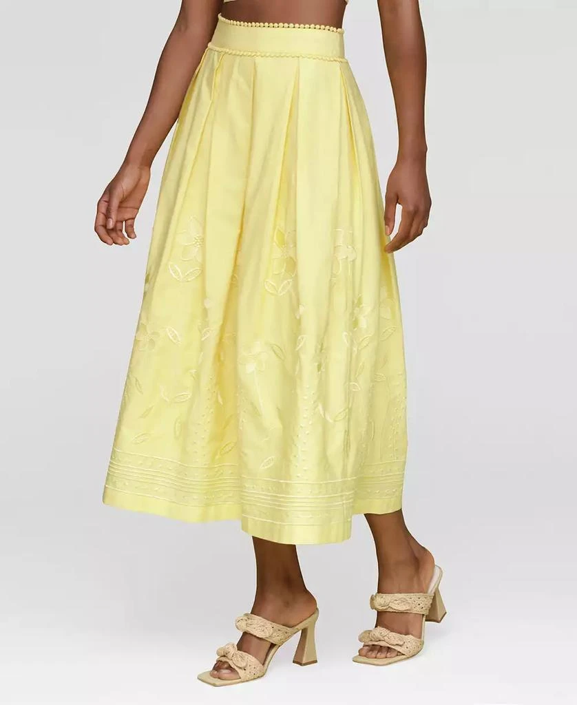Avec Les Filles Women's Cotton Embroidered Midi Skirt 6