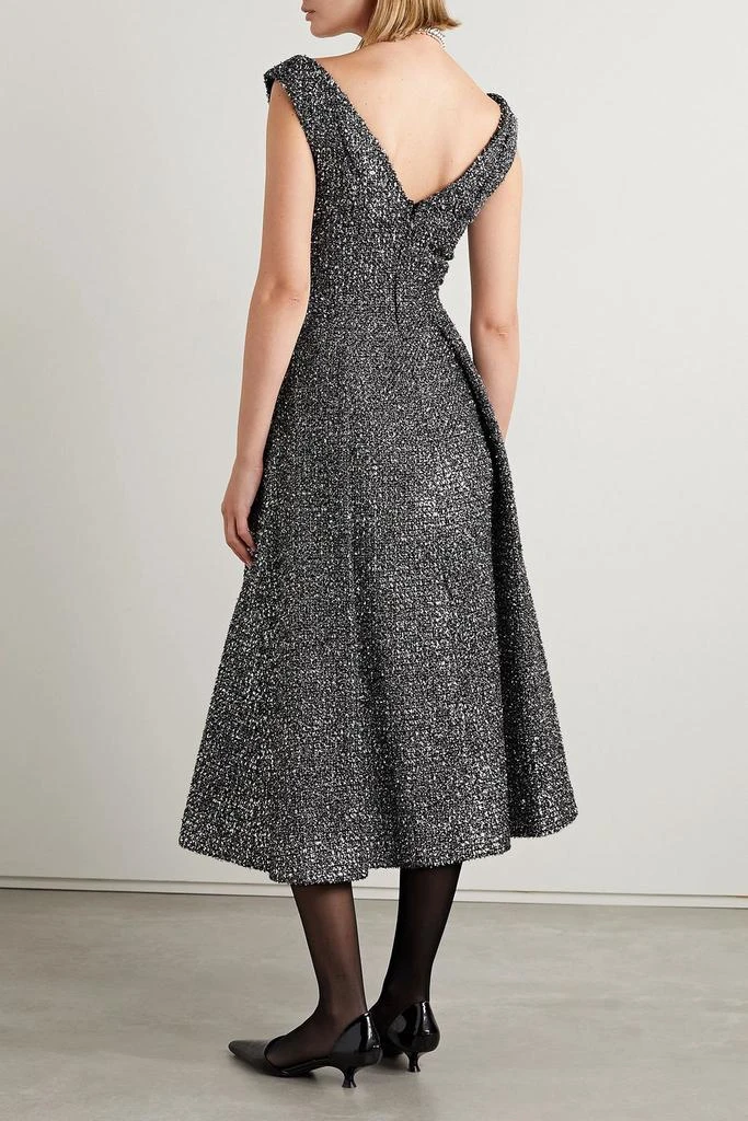 Emilia Wickstead Odelia pleated lamé tweed midi dress 3