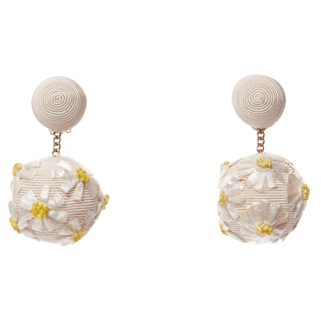 Rebecca Daisy Applique Clip On Drop Earrings
