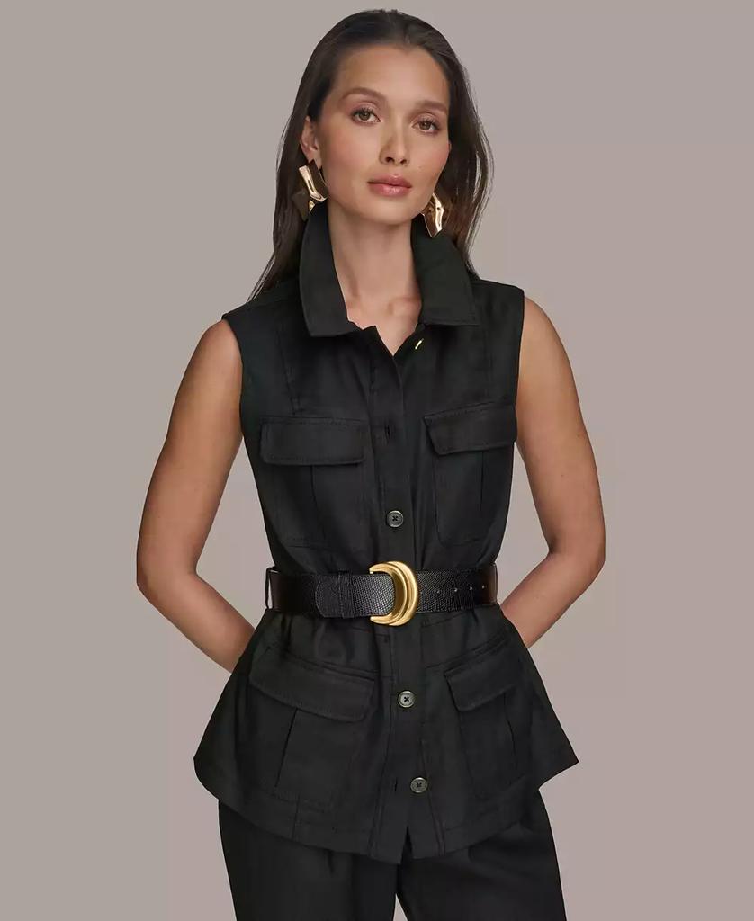 Donna Karan Women's Belted Linen-Blend Utility Vest