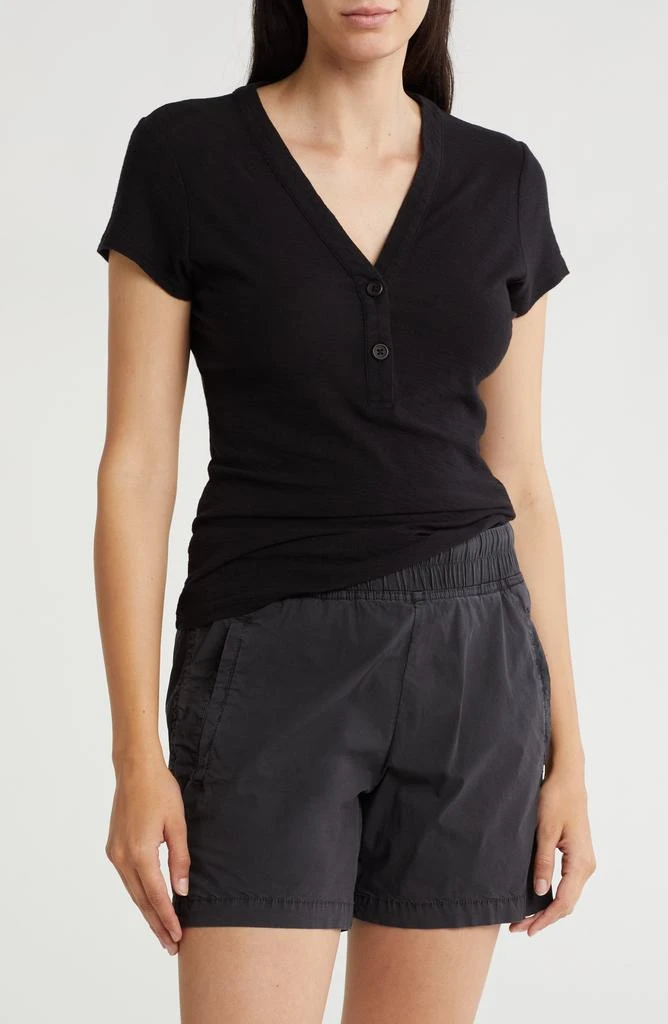 James Perse V-Neck Cotton Blend Henley 1