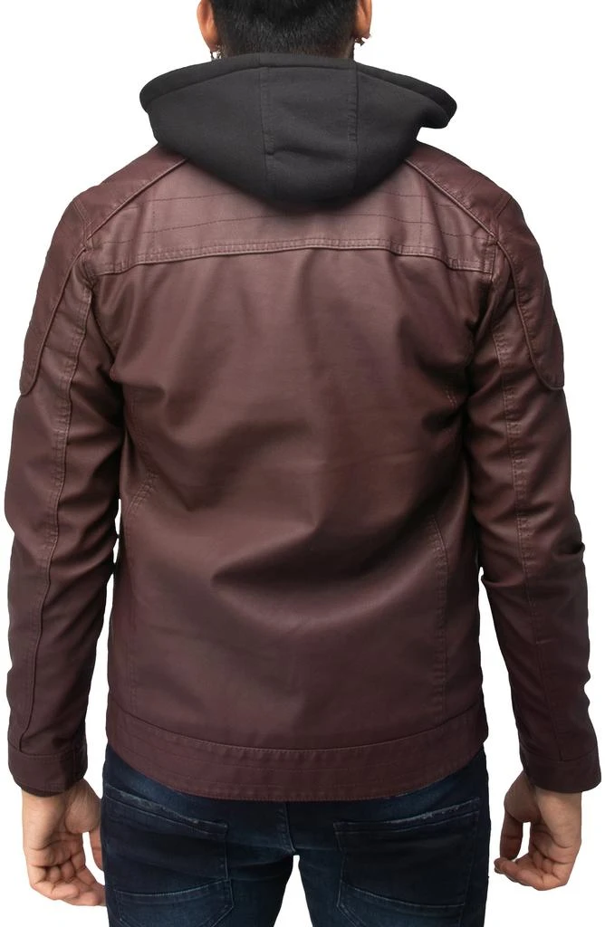 XRAY Faux Leather Hooded Moto Jacket with Faux Fur Lining 2