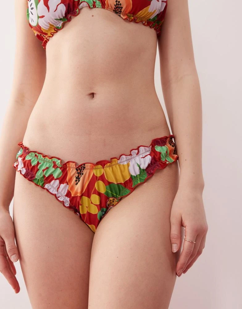 Reclaimed Vintage Reclaimed Vintage scrunchie bikini bottom with shirring in fruity holiday print 2