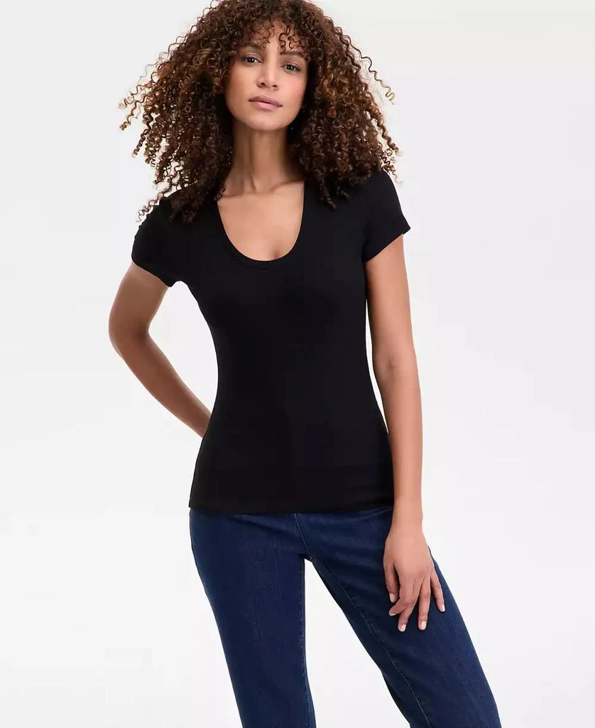 Women's Ribbed Scoop-Neck Top, Exclusively at Macy's – On Sale Now