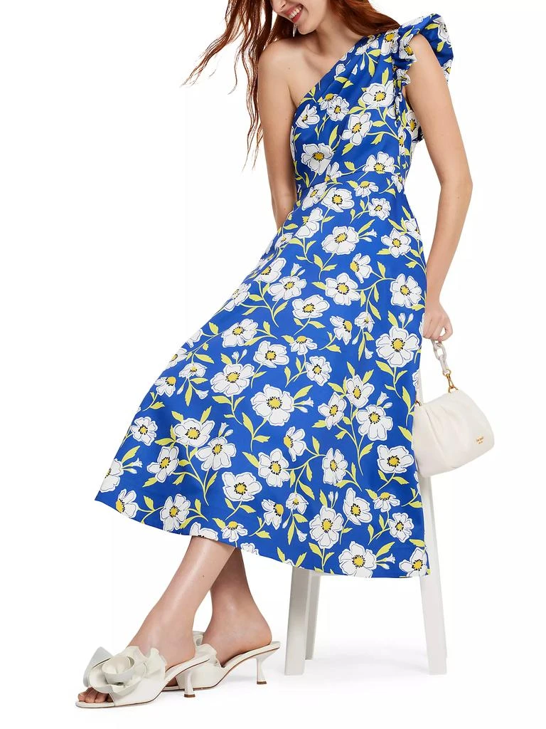 Kate Spade Sunshine Floral Ruffled Faille Midi-Dress 6