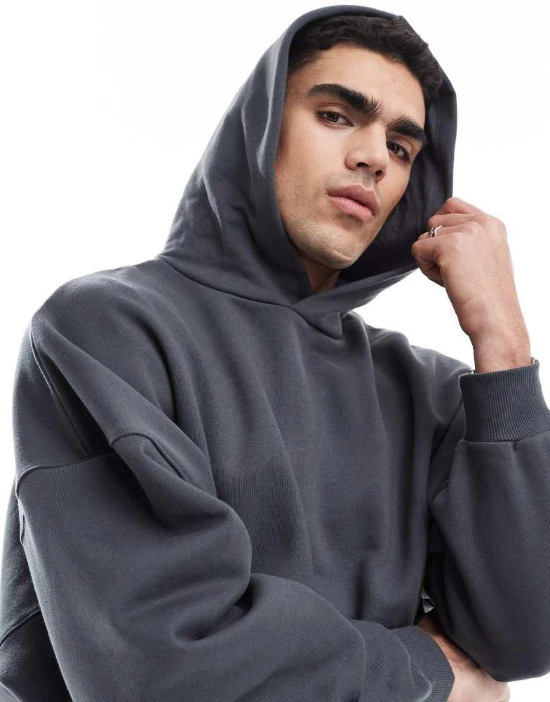ASOS ASOS DESIGN premium heavyweight extreme oversized hoodie 400gsm in washed black 4