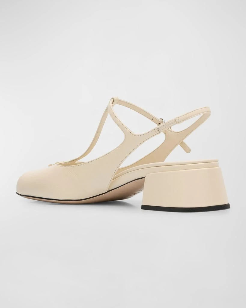 Miu Miu Leather T-Strap Slingback Pumps 5
