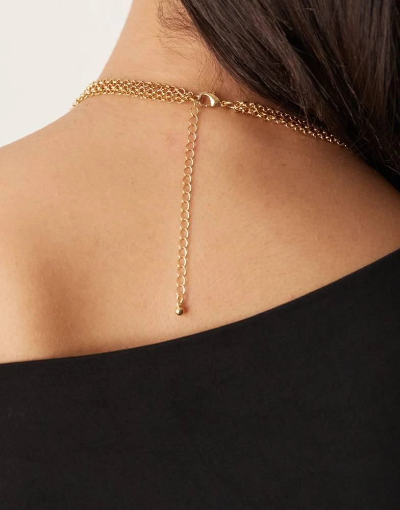 ASOS ASOS DESIGN multirow necklace with long tassel detail in gold tone 3