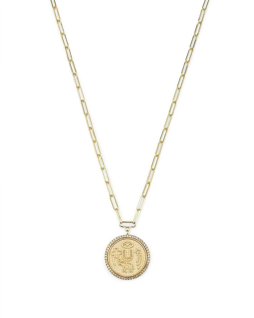 Meira T 14K Yellow Gold Diamond Coin Charm Necklace, 16" 1