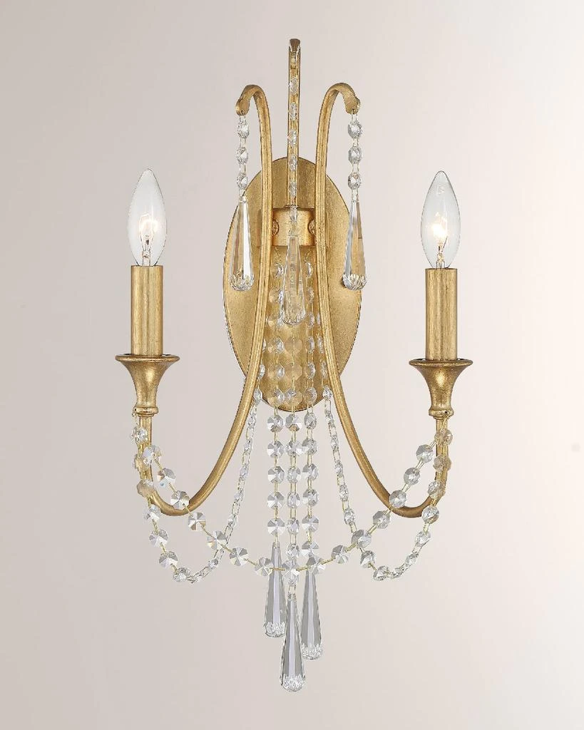 Crystorama Arcadia 2-Light Antique Silver Wall Sconce 1