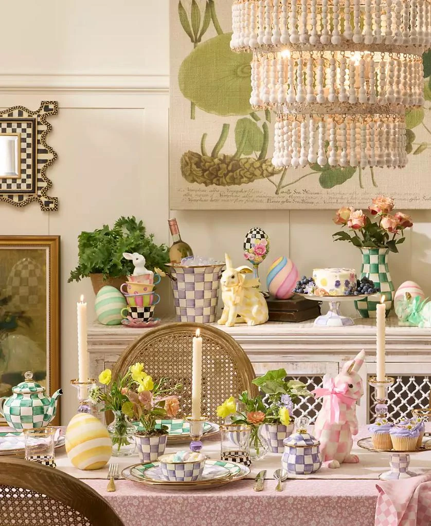 MacKenzie-Childs Violet Check Handmade Wine Cooler 4