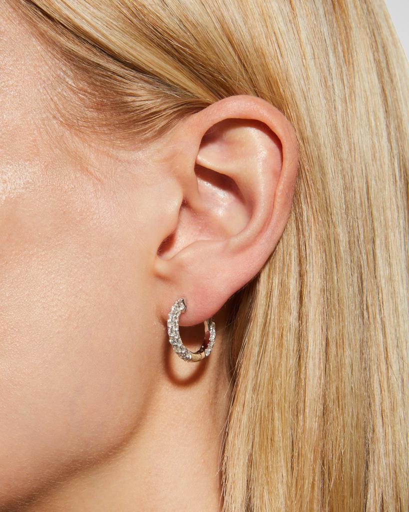 Graziela Gems 18K White Gold Diamond 3-Sided Hoop Earrings