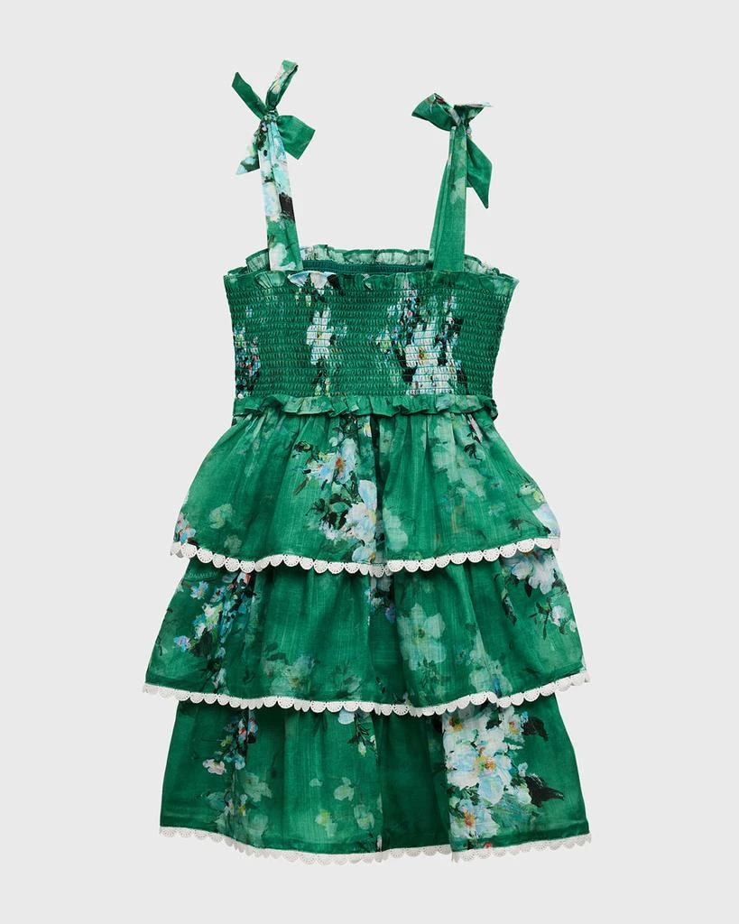 Zimmermann Girl's Everley Floral-Print Smocked Dress, Size 1-12 2
