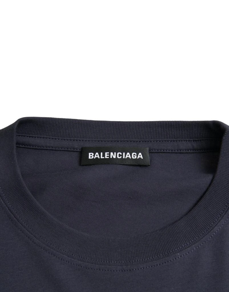 Balenciaga Dark Blue Cotton Logo Crew Neck Short Sleeves T-shirt 3