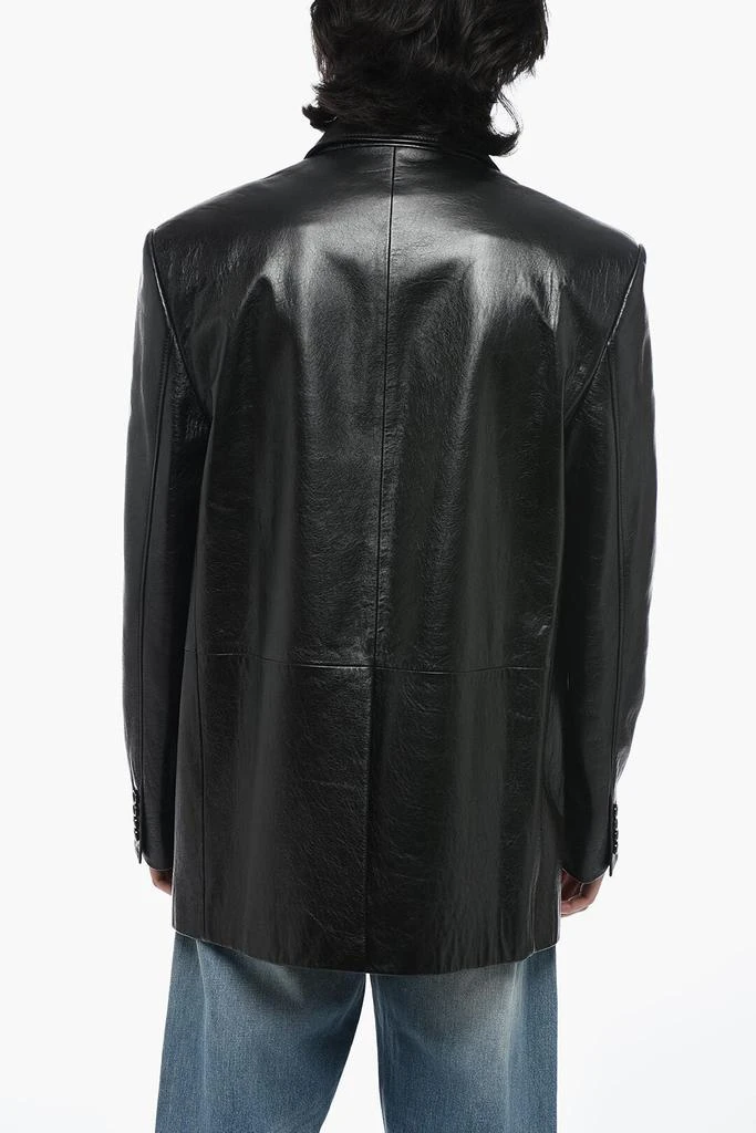 Celine Leather Oversized Blazer with Notch Lapel 2