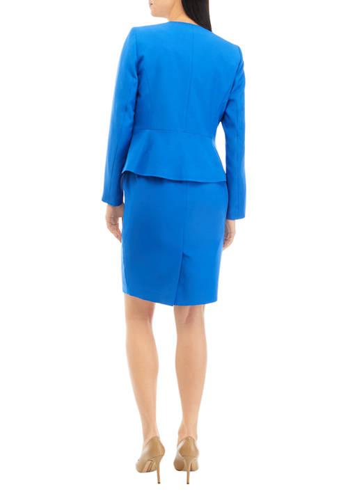 Le Suit Suit Womens Cardigan Jacket With Waist Seam And Sheath Dress Set