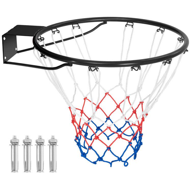 Hivvago 18 Inch Basketball Rim Goal Replacement with All Weather Net and Mounting Hardware