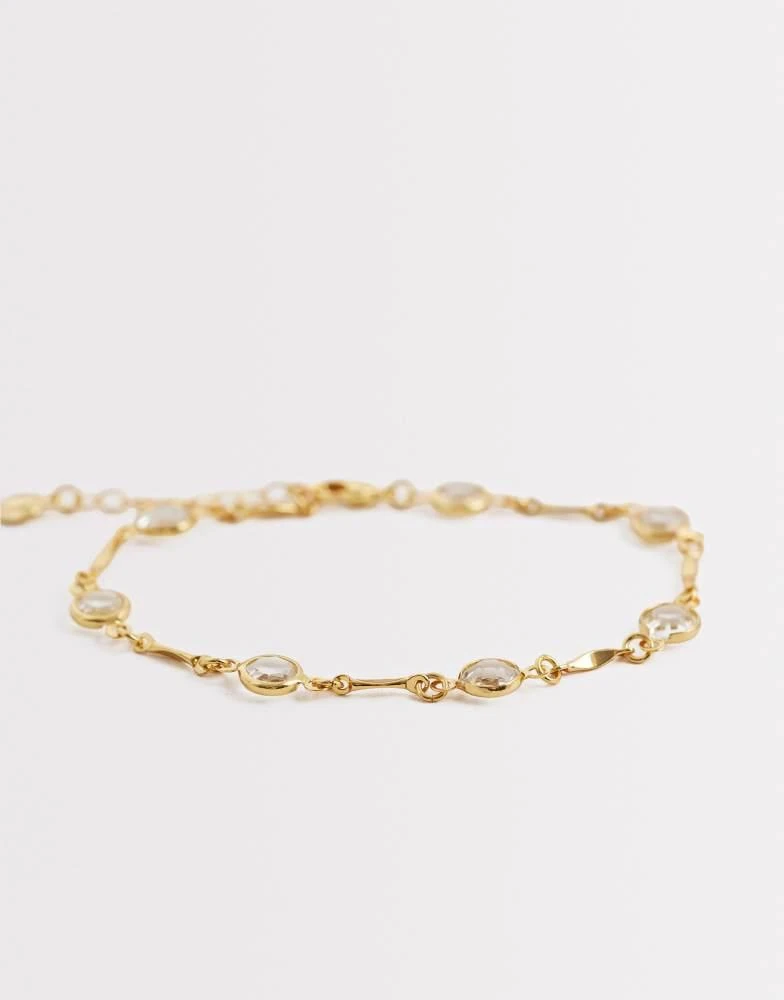 Orelia Orelia faceted crystal and link chain bracelet in 18k gold plated
