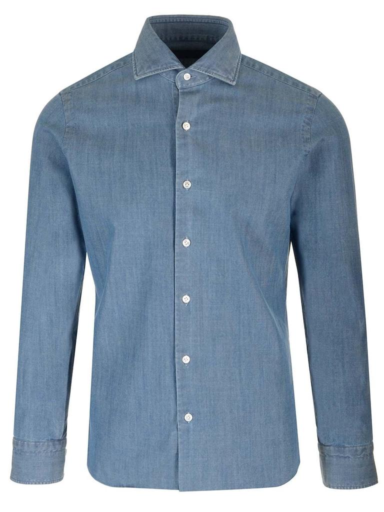 BARBA Barba Chambray Curved Hem Shirt