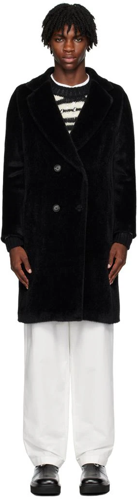 Max Mara Black Double-Breasted Faux-Fur Coat 1
