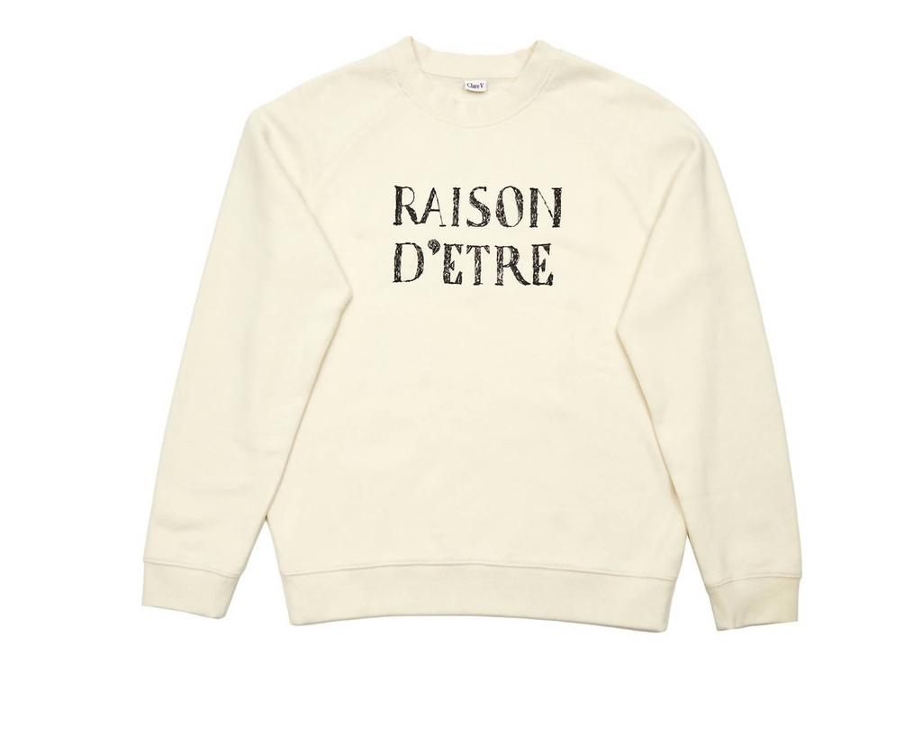 Shop Raison D'etre Sweatshirt In Cream W/ Black Embroidered on