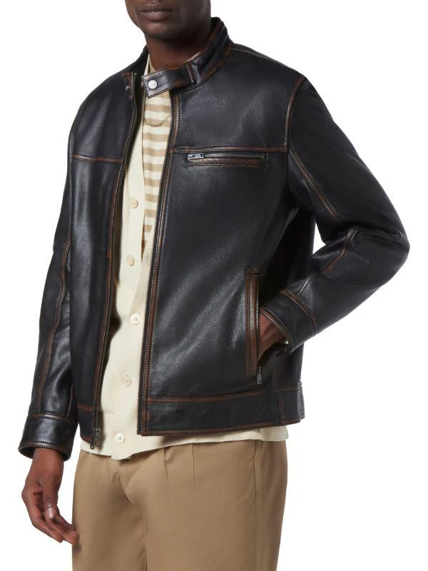 Andrew Marc Caruso Leather Racing Jacket 4