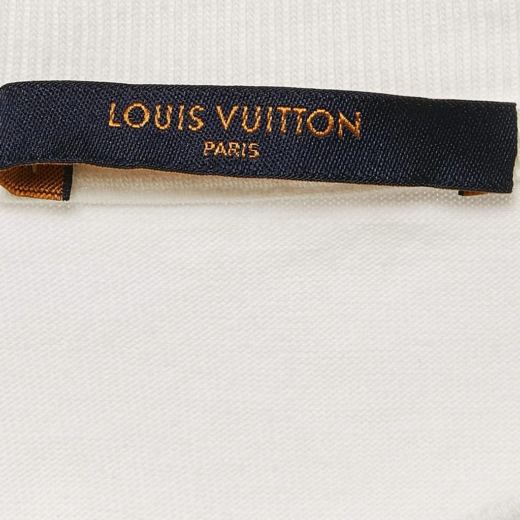 Louis Vuitton Louis Vuitton White Cotton Logo Jacquard Knit T-Shirt M 4