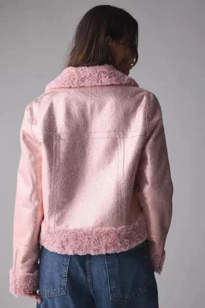 Unreal Fur Unreal Fur Métallique Faux Fur Trim Aviator Jacket 3