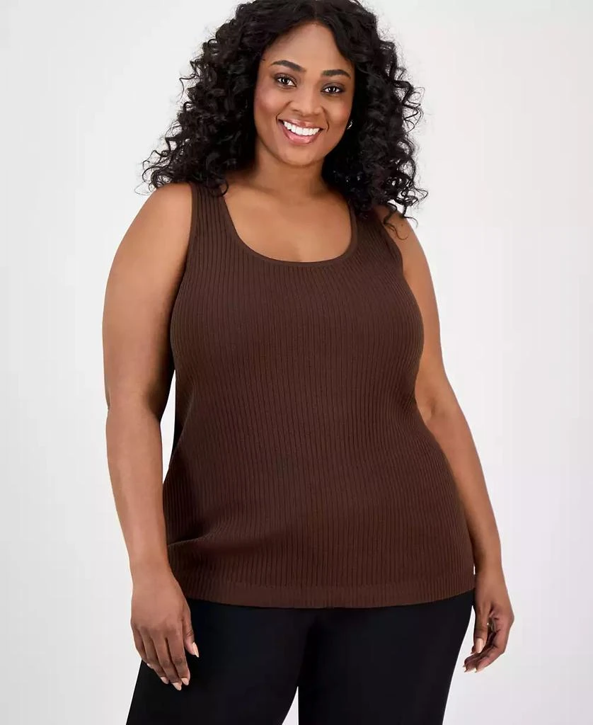 JONES NEW YORK Plus Size Sutton Ribbed-Knit Tank Top 1