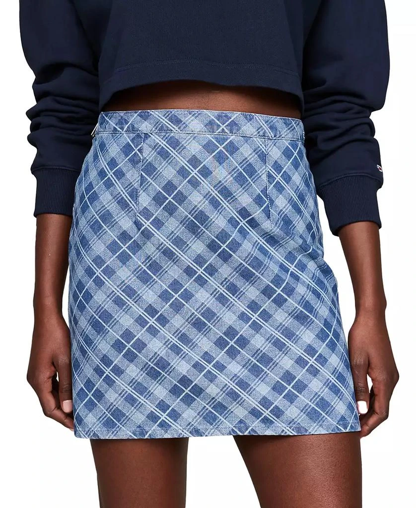 Tommy Jeans Women's Tartan-Check Chambray Mini Skirt 1