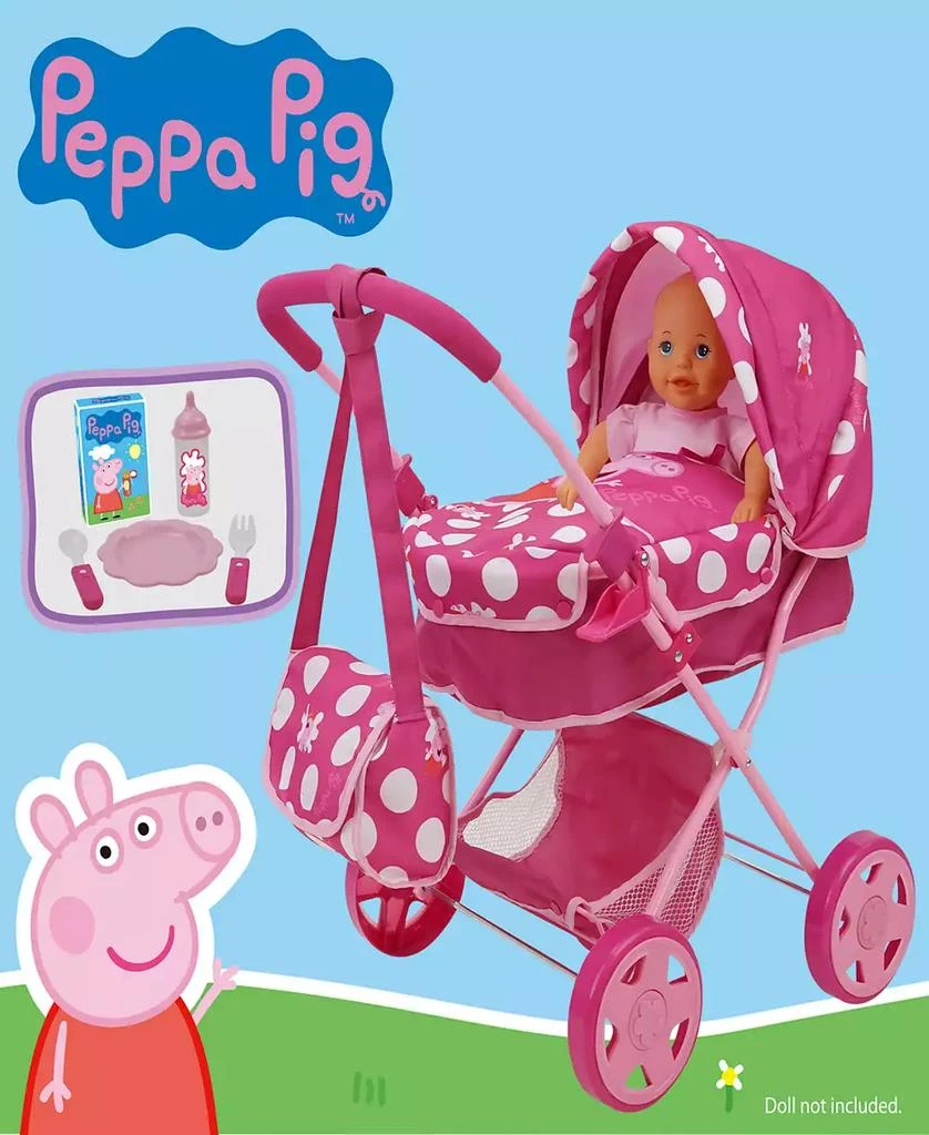 Peppa Pig Baby Classic Pink  White Dots Doll Pram Set 5