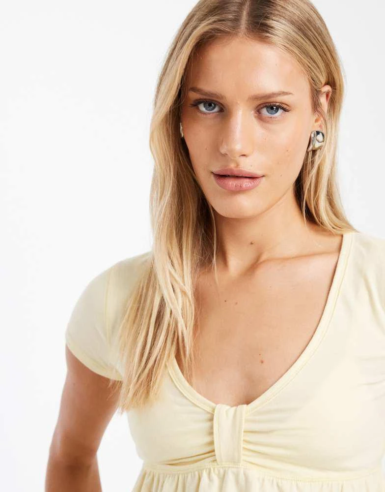 HOLLISTER Hollister short sleeve babydoll top in yellow 2