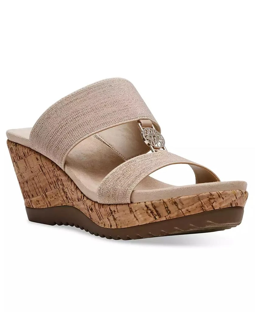 Anne Klein Women's Rikki Double Band Wedge Sandals 1